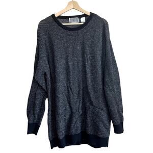 Segreto made in italy extrafine merino wool‎ gray crewneck sweater men's size LT